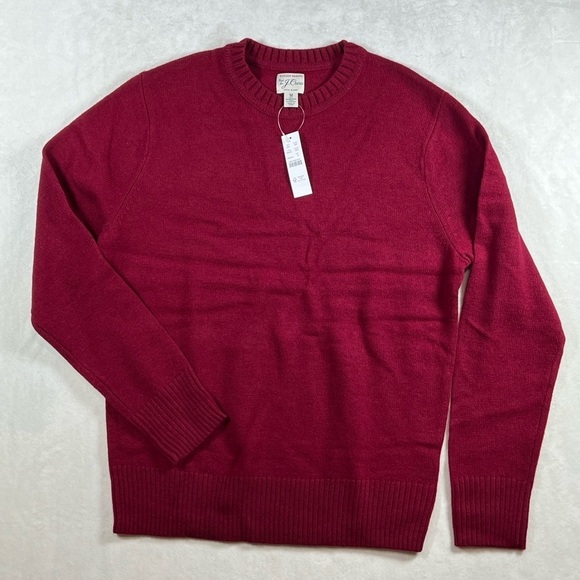NWT J. Crew Rugged Merino Wool Blend Red Crewneck Pullover Sweater Classic C24 - Picture 1 of 9